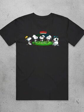 Snoopy Peanuts Poker Night Graphic T-Shirt Cartoon Fan Tee